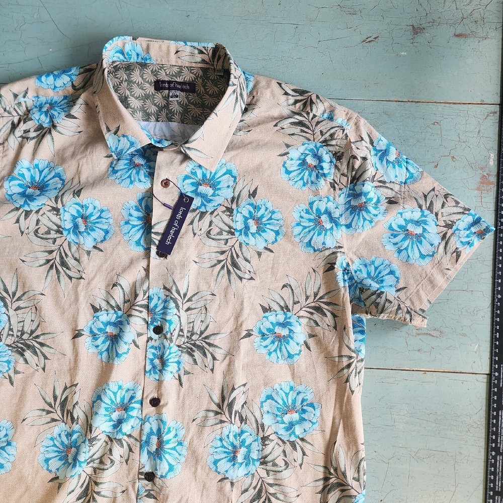 Lords Of Harlech George Button Down Random Floral XL 100% Cotton New - Picture 3 of 9